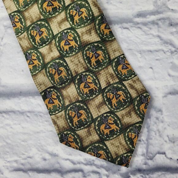 Dunhill Medieval Knight on Horse Medallion Silk Tie - Picture 11 of 14